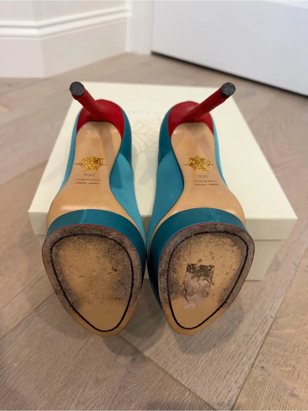 Charlotte Olympia Love Josephine Turquoise/Red Platform Pumps
